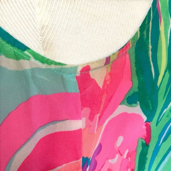 Lilly Pulitzer Womens Bailey Dress Sz Small Pink Green Blue Silk Midi Sundress - Picture 8 of 10